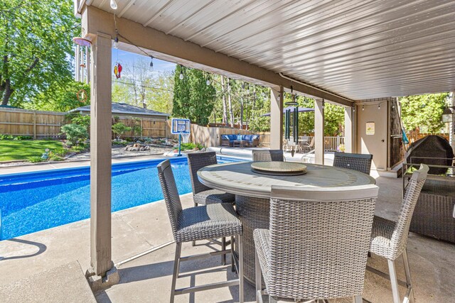 view of pool featuring a patio area and a fenced backyard
