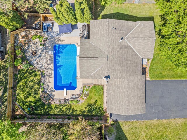 aerial view of a pool