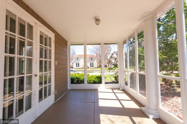 view of unfurnished sunroom