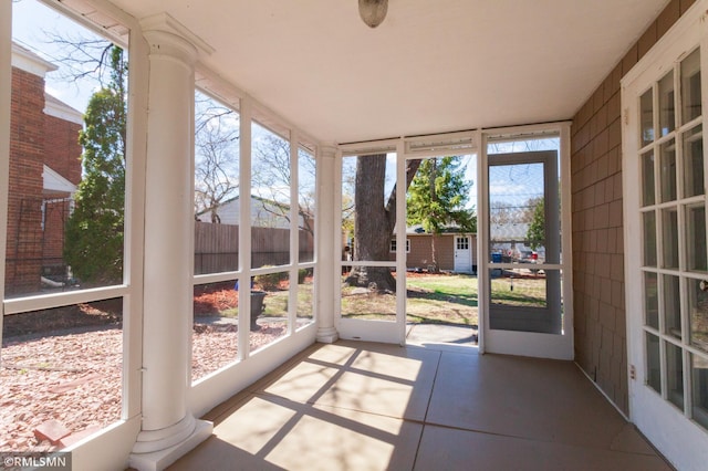 view of unfurnished sunroom