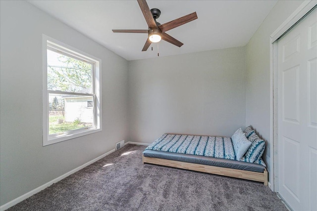 140 Carol Ln, West Saint Paul, MN 55118 - unfurnished bedroom featuring ceiling fan, carpet floors, baseboards, and visible vents