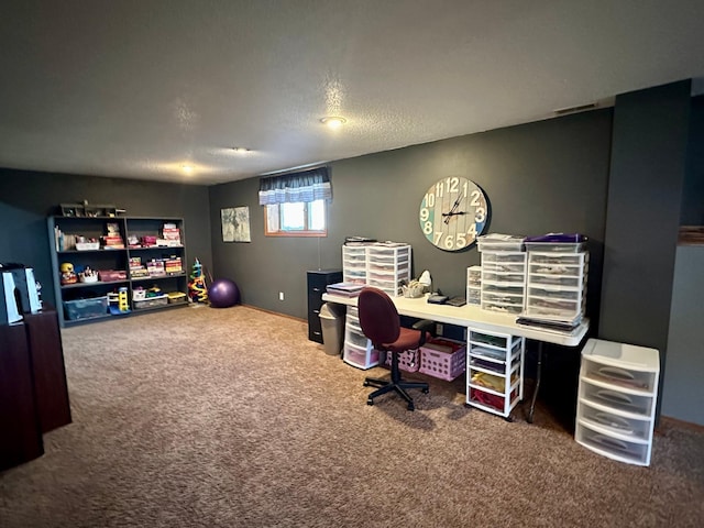 view of carpeted home office