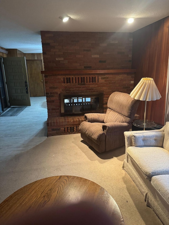 1313 Corbett Rd, Detroit Lakes, MN 56501 - living area with carpet and a brick fireplace