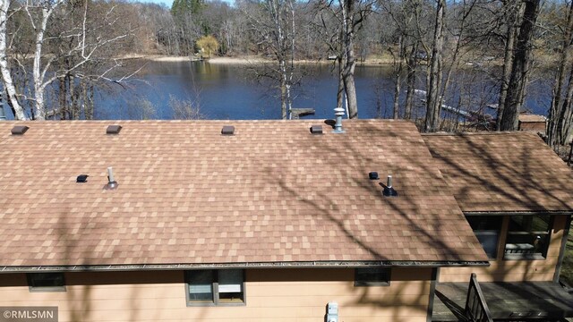 exterior space featuring a water view
