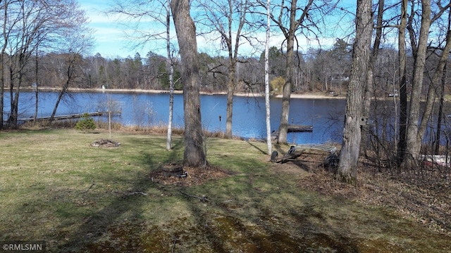 water view featuring a forest view
