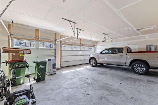garage with a garage door opener