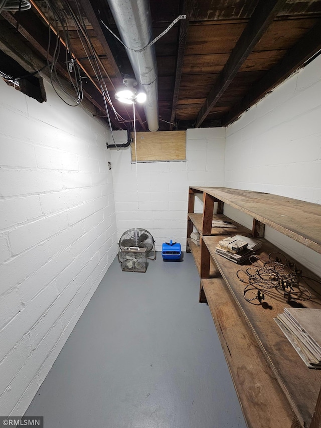 view of unfinished basement