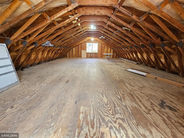 view of unfinished attic