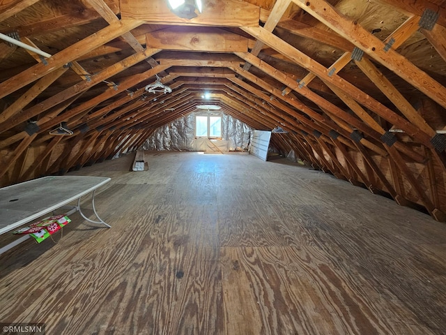 view of unfinished attic