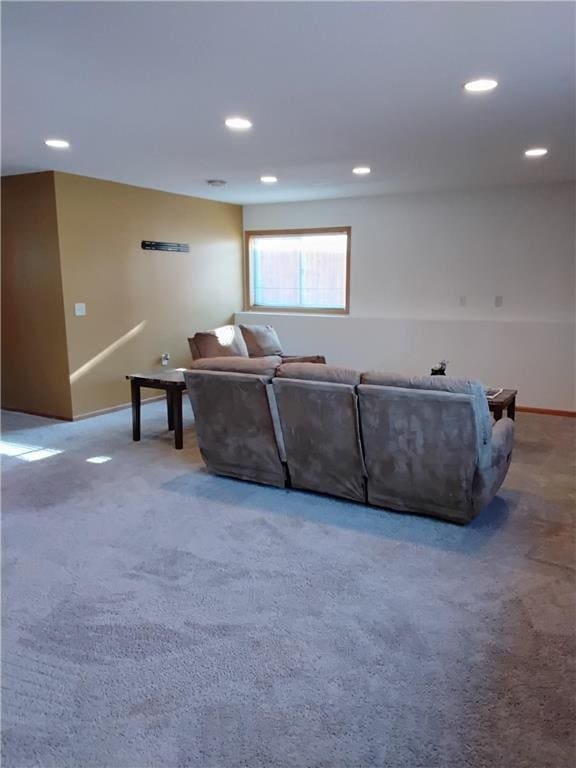 9007 Hampshire Ave N, Brooklyn Park, MN 55445 - carpeted living area with recessed lighting and baseboards