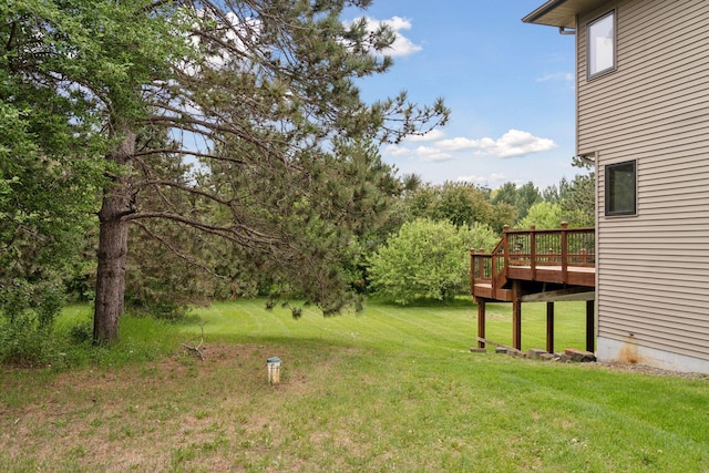 16439 Tippecanoe St NE, Ham Lake, MN 55304 - view of grassy yard with a wooden deck