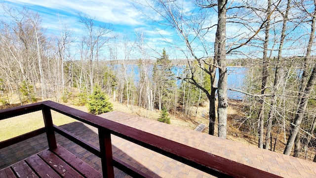 deck with a water view