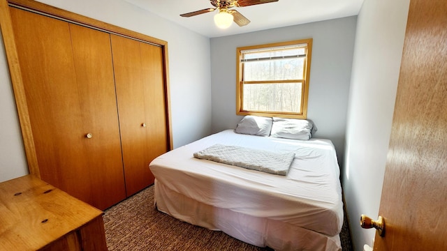bedroom with a closet and ceiling fan
