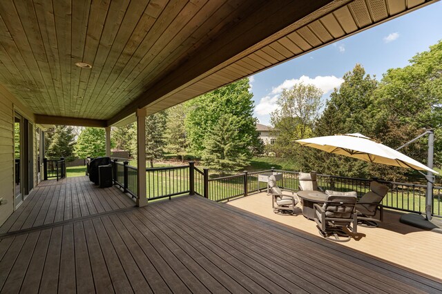 1315 Wicklow Ln SW, Rochester, MN 55902 - wooden terrace featuring outdoor dining space