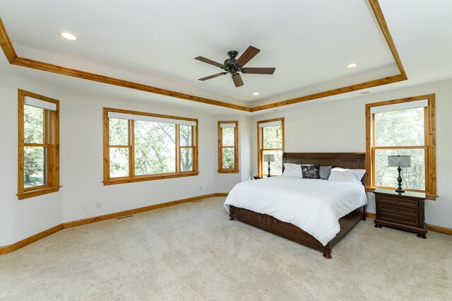 1315 Wicklow Ln SW, Rochester, MN 55902 - bedroom featuring a raised ceiling, baseboards, multiple windows, carpet floors, and recessed lighting