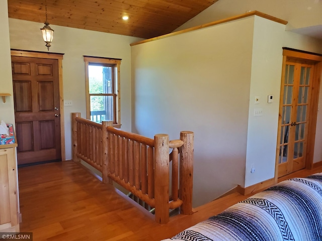 1603 86th Ave, Hammond Twp, WI 54015 - foyer with wood finished floors, wood ceiling, vaulted ceiling, and recessed lighting