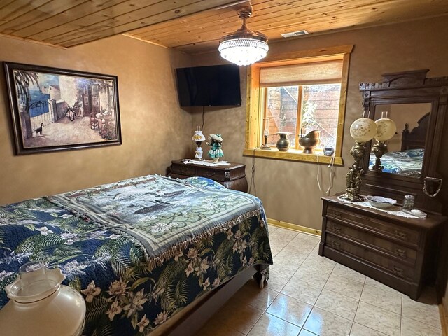 32305 W St, Breezy Point, MN 56472 - tiled bedroom with wood ceiling and baseboards