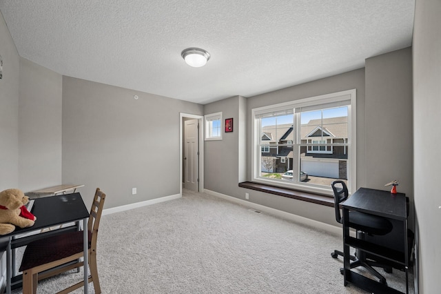 1144 Middlefield Rd, Medina, MN 55340 - carpeted home office with baseboards and a textured ceiling