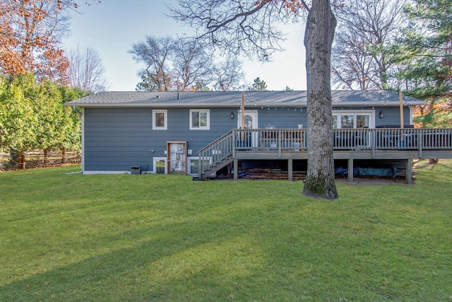 5360 Marohn Rd, Baxter, MN 56425 - back of house featuring stairway, a yard, and a wooden deck