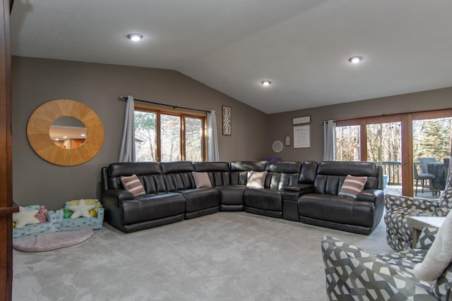 5360 Marohn Rd, Baxter, MN 56425 - carpeted living area featuring recessed lighting and vaulted ceiling