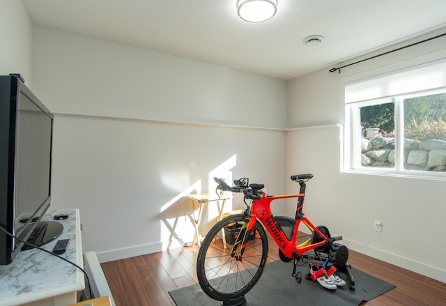 5360 Marohn Rd, Baxter, MN 56425 - exercise room with baseboards and wood finished floors