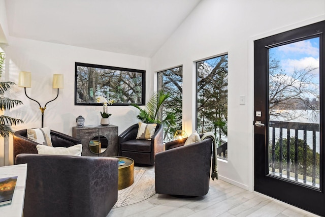 interior space featuring high vaulted ceiling