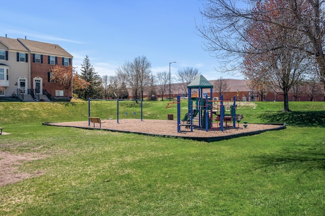 community playground with a yard