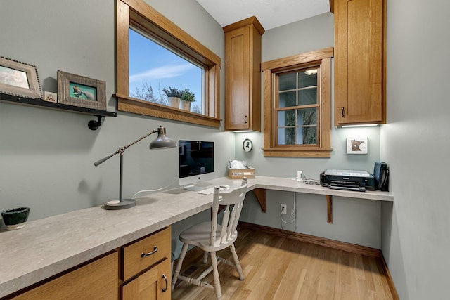 912 21st Ave N, Sartell, MN 56377 - home office with baseboards, built in study area, and light wood-type flooring