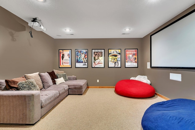 912 21st Ave N, Sartell, MN 56377 - carpeted home theater with recessed lighting, baseboards, and visible vents