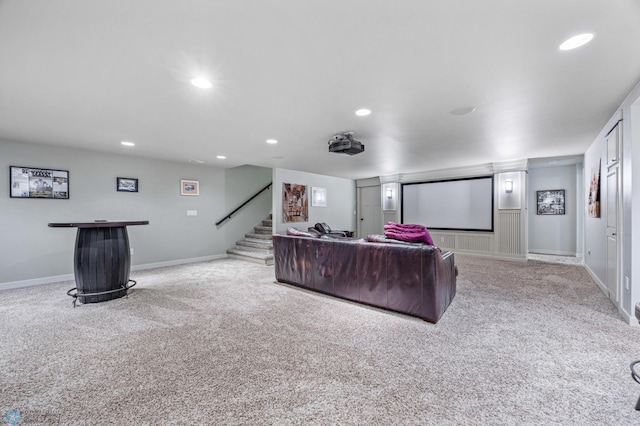 6028 Silverleaf Dr S, Fargo, ND 58104 - cinema room with carpet floors, baseboards, and recessed lighting