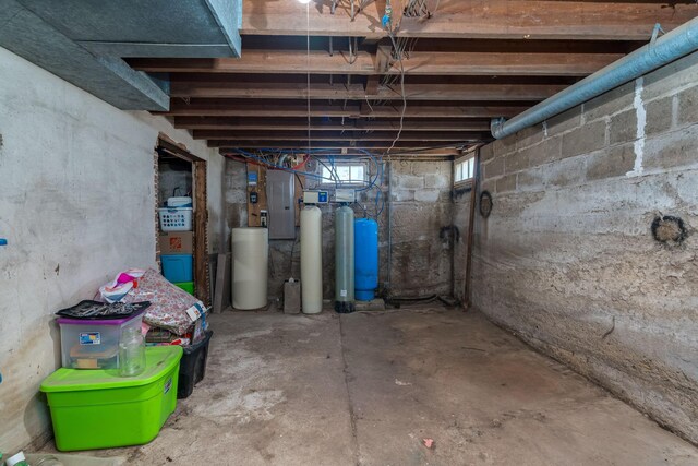 basement with electric panel