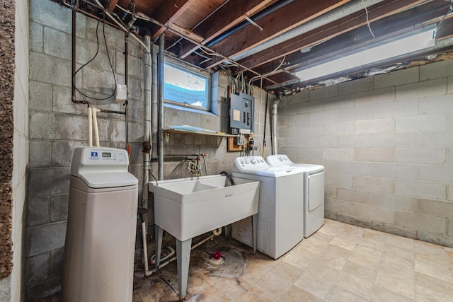 13241 Humboldt Ave S, Burnsville, MN 55337 - clothes washing area with washer and dryer and electric panel