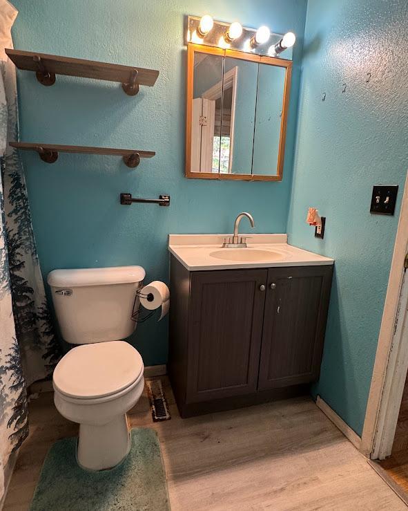 24 3rd Ave S, Sauk Rapids, MN 56379 - full bathroom featuring wood finished floors, vanity, toilet, and baseboards