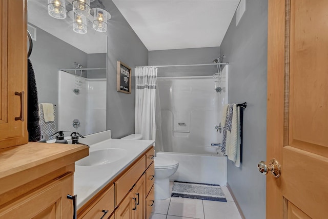10283 Ferry Point Pl NW, Rice, MN 56367 - full bathroom featuring tile patterned flooring, vanity, shower / tub combo with curtain, toilet, and visible vents