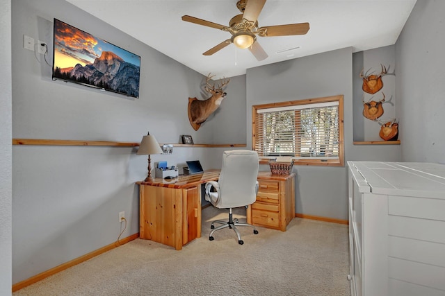 10283 Ferry Point Pl NW, Rice, MN 56367 - carpeted home office featuring ceiling fan and baseboards