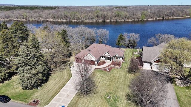 10283 Ferry Point Pl NW, Rice, MN 56367 - birds eye view of property featuring a water view and a wooded view