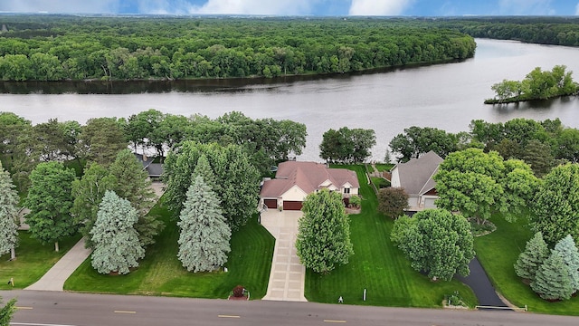 10283 Ferry Point Pl NW, Rice, MN 56367 - drone / aerial view of a nearby body of water and a heavily wooded area