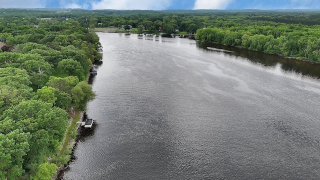 10283 Ferry Point Pl NW, Rice, MN 56367 - drone / aerial view of a nearby body of water and a heavily wooded area