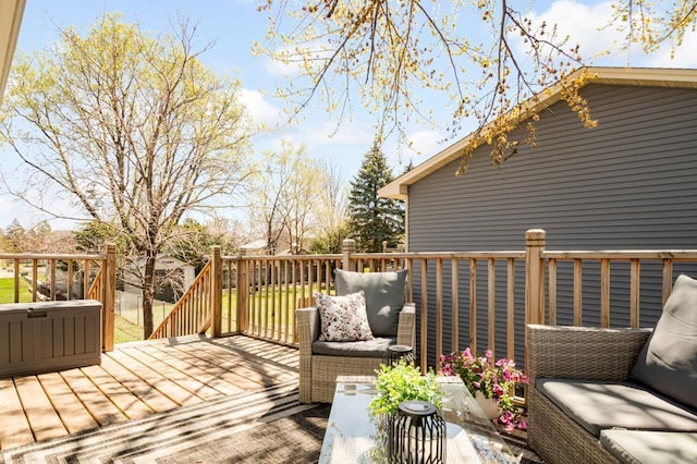 deck with an outdoor living space