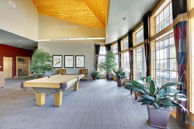 5085 149th St N # 3, Hugo, MN 55038 - rec room featuring a high ceiling, carpet floors, billiards table, and plenty of natural light