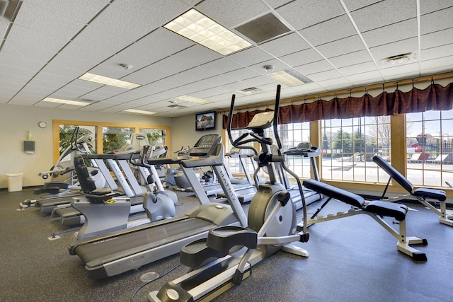 5085 149th St N # 3, Hugo, MN 55038 - exercise room featuring a paneled ceiling
