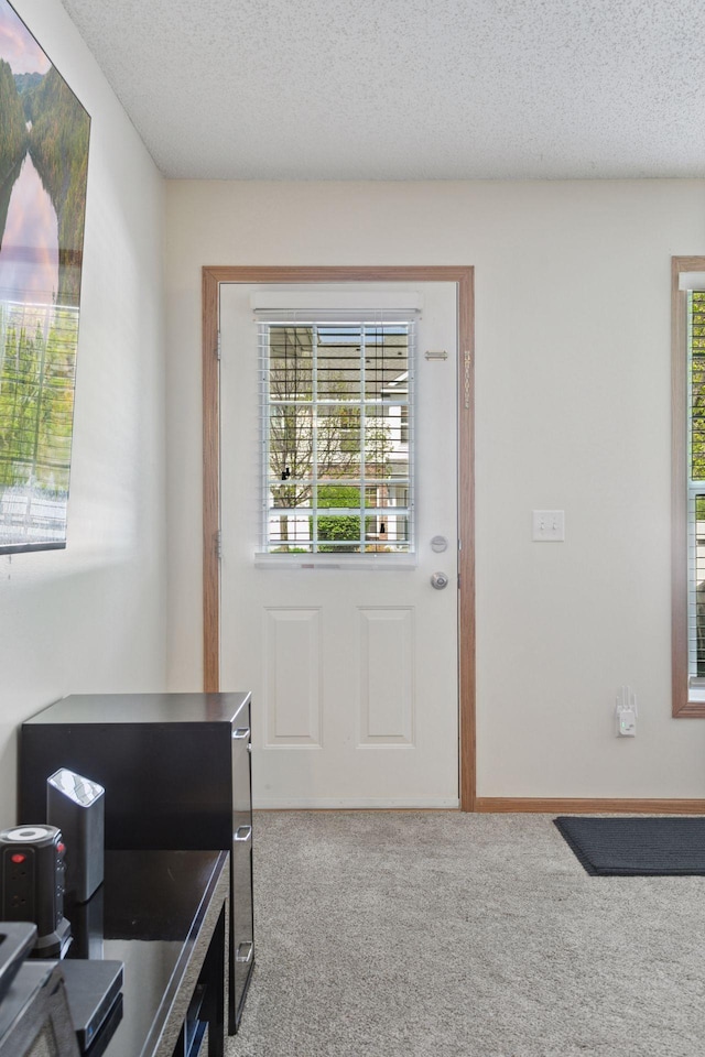 5085 149th St N # 3, Hugo, MN 55038 - doorway featuring carpet floors and a textured ceiling