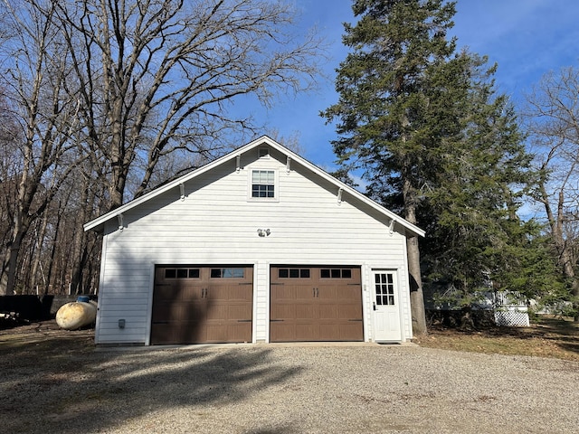 view of detached garage