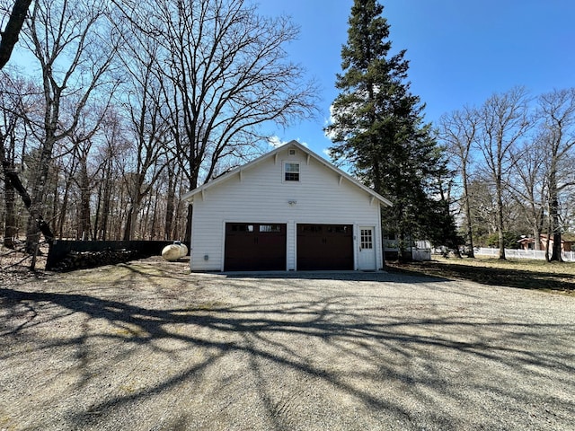view of detached garage