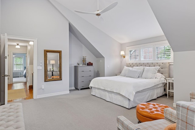 1722 Pinehurst Ave, Saint Paul, MN 55116 - carpeted bedroom with vaulted ceiling, baseboards, and ceiling fan