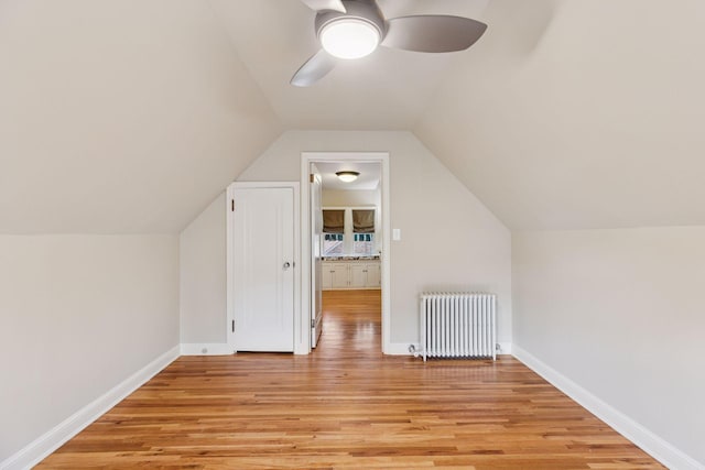 1722 Pinehurst Ave, Saint Paul, MN 55116 - bonus room with radiator heating unit, light wood-style floors, ceiling fan, lofted ceiling, and baseboards