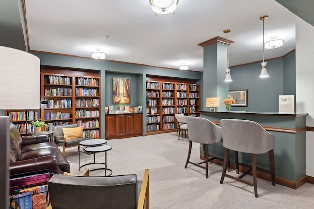 7100 Metro Blvd Unit 401, Edina, MN 55439 - interior space featuring wall of books, baseboards, crown molding, and built in features