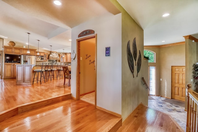21005 County Highway 32, Rochert, MN 56578 - foyer with light wood-type flooring, baseboards, and recessed lighting