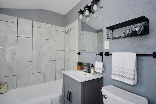 75 Geranium Ave E, Saint Paul, MN 55117 - full bathroom with vanity,  shower combination, and vaulted ceiling