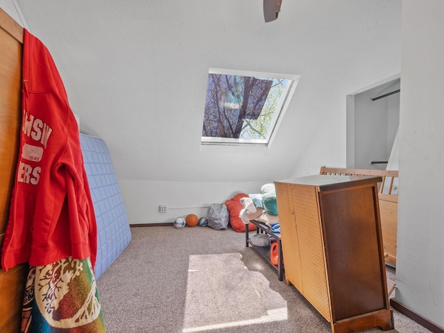 3213 Minnehaha Ave, Minneapolis, MN 55406 - carpeted bedroom with a skylight and lofted ceiling